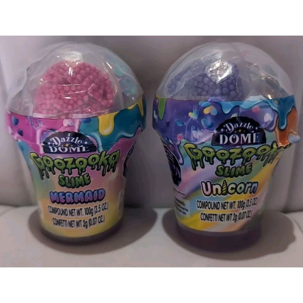 Lot Of 2 Creative Kids Dazzle Dome GOOZOOKA Slime mermaid & Unicorn
